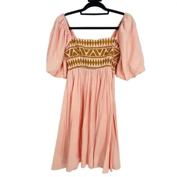 Vici Mini Dress Pink S Emmy Embroidered Puff Sleeve NWOT - Picture 6 of 6